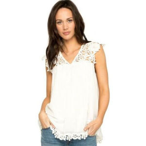 Johnny Was LOVE Jude White Eyelet Lace Top NEW Lg.